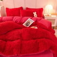 thumbnail image 4 of Wajade Plush Shaggy Duvet Cover Set 3 - Piece Faux Fur Duvet Cover Luxury Ultra Soft Bedding Sets Shaggy Duvet Cover with 2 Pillow Cases (Red, Full Size), 4 of 5