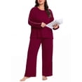 thumbnail image 6 of Cueply Women's Plus Size Pajama Set Long Sleeve Loungewear Long Pants Sleepwear Soft 2 Piece Pjs with Pockets, 6 of 9