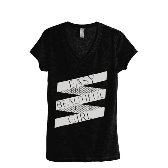 Easy Breezy Beautiful Clever Girl Women's Fashion Relaxed V-Neck T-Shirt Tee Heather Black Medium