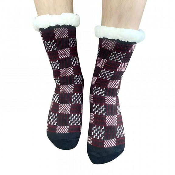 TELOLY Slipper Socks Men, Fuzzy Socks, Fluffy Cozy Cabin Warm Winter Soft Thick Comfy Non-Slip Home Socks, Brown