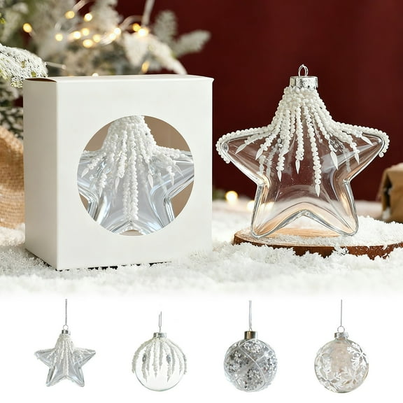 Glass Ornaments under $5! Bzdzmqm Clear Glass Christmas Ornaments, White Sequin Diamond Baubles Hanging Balls, Xmas Tree Decorations Holiday Hanging Decor, Sparkling Festive Ornament Set, Elegant