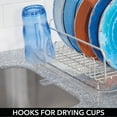 thumbnail image 6 of mDesign Large Kitchen Dish Drying Rack / Drainboard, Swivel Spout - Satin/Clear, 6 of 9