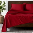 thumbnail image 2 of Bare Home Bamboo Sheet Set - Made from Rayon Fibers - Deep Pockets - 3 Piece - Twin XL, Red, 2 of 7