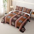 thumbnail image 3 of Erosebridal Brown Aztec Strip Bed Spread Queen,Western Tribal Queen Coverlet Set For Boys,3-Piece, 3 of 7