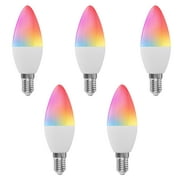 Anself WiFi Smart Bulb RGB+W+C LED Candle Bulb 5W E12 Dimmable Light Phone APP SmartLife/Tuya Remote Control Compatible with Home for Voice Control, 5 pack