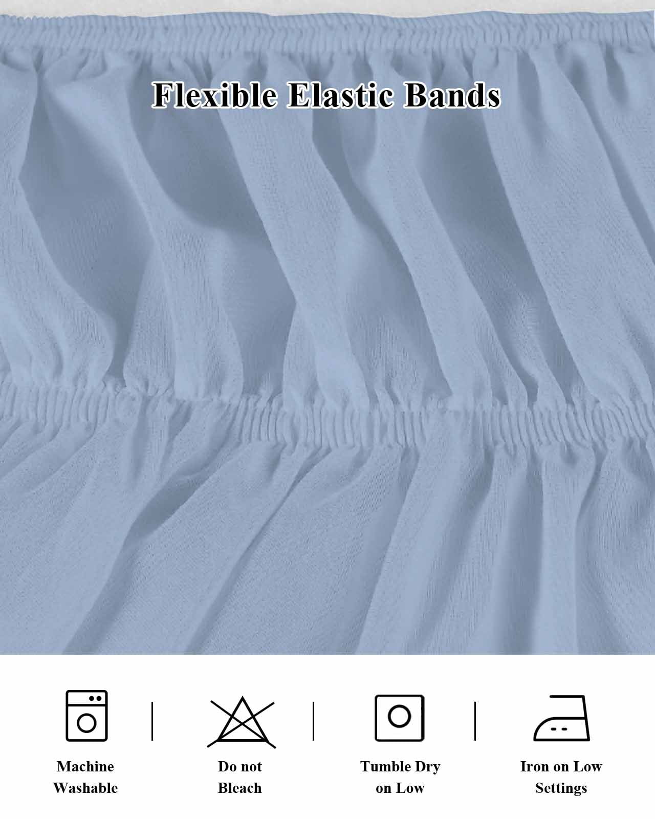 Light Blue Bed Skirt Solid Color Bed Skirts King Size 18 Inch Drop, Wrap Around Dust Ruffle&nbsp;Bedskirt with Adjustable Elastic Belt for Queen Size Beds