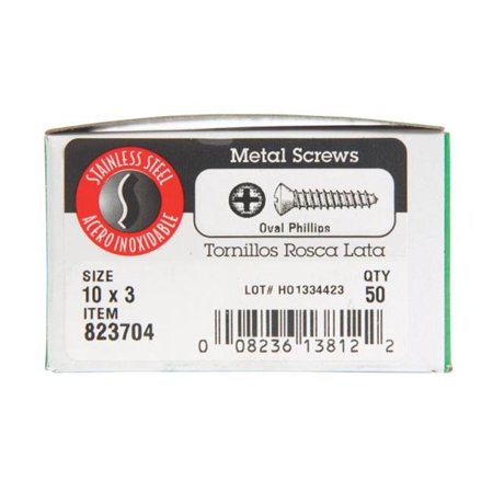 

823704 10 x 3 in. Phillips Oval Head Sheet Metal Screws Stainless Steel - Box of 50