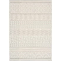 BoutiqueRugs Drago High Low Textured Area Rug - Boho Moroccan Geometric Rug for Entryway - Machine Washable - White, Off White - 2'10" x 2'