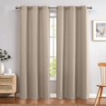 thumbnail image 2 of Curtainking Waffle Weave Textured Curtains 84 inch Farmhouse Light Filtering Drapes for Living Room Bedroom Grommet Window Curtain 2 Panels Taupe, 2 of 7
