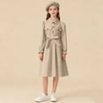 thumbnail image 2 of OGLCCG Vintage Dresses for Girls Retro Long Puff Sleeve Front Bow Tie Midi Dress with Hat Button Up Elegant A-Line Party Holiday Dresses 8-13 Years, 2 of 7