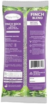 Happy Wings Finch Blend Bird Food, Mix of Sunflower Hearts/Kernels and Nyjer Seed Wild Bird Food 14 Ounce (Pack of 3) | Prefilled Sock | No Grow Seed I Bird Seeds for Wild Birds