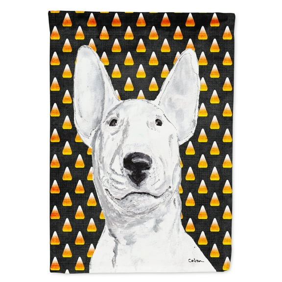 Carolines Treasures SC9534-FLAG-PARENT Bull Terrier Halloween Candy Corn Flag  multicolor