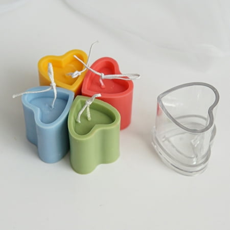 

HeYii Heart Shape Candle Mold Creative DIY Plastic Cute Candle Casting Mold for Home Clear White