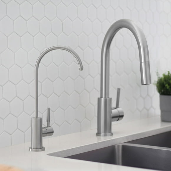 Stylish One-Handle 14" Ht. Stainless Steel Pull Down Kitchen Faucet with Water Tap K131SK142S