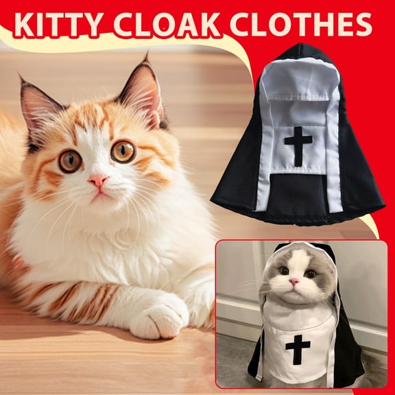Pet Cat/Dog Nun Costume Clothing- Cute Funny Sister Habit Dress Outfit for Halloween Christmas Festival Cosplay Party(S,Black)