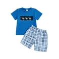 thumbnail image 3 of Qmyliery Kids Boys Shorts Set, Short Sleeve Embroidery Duck T-shirt with Plaid Shorts Summer Outfit 3 4 5 6 7 Years, 3 of 10