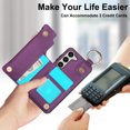 thumbnail image 2 of ELEHOLD Case for Samsung Galaxy A54 5G, Magnetic Closure Kickstand Zipper Wallet Case with 3 Card Slots & Ring Holder,Shockproof RFID Blocking Phone Case,Darkpurple, 2 of 8