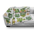 thumbnail image 3 of St. Patrick's Day Soft Flannel Fleece Throw Blanket, Irish Owls Leprechaun Hats on Trees Shamrock Leaves Horseshoe, Cozy Plush for Indoor and Outdoor Use, 70" x 90", Green and White, by Ambesonne, 3 of 6