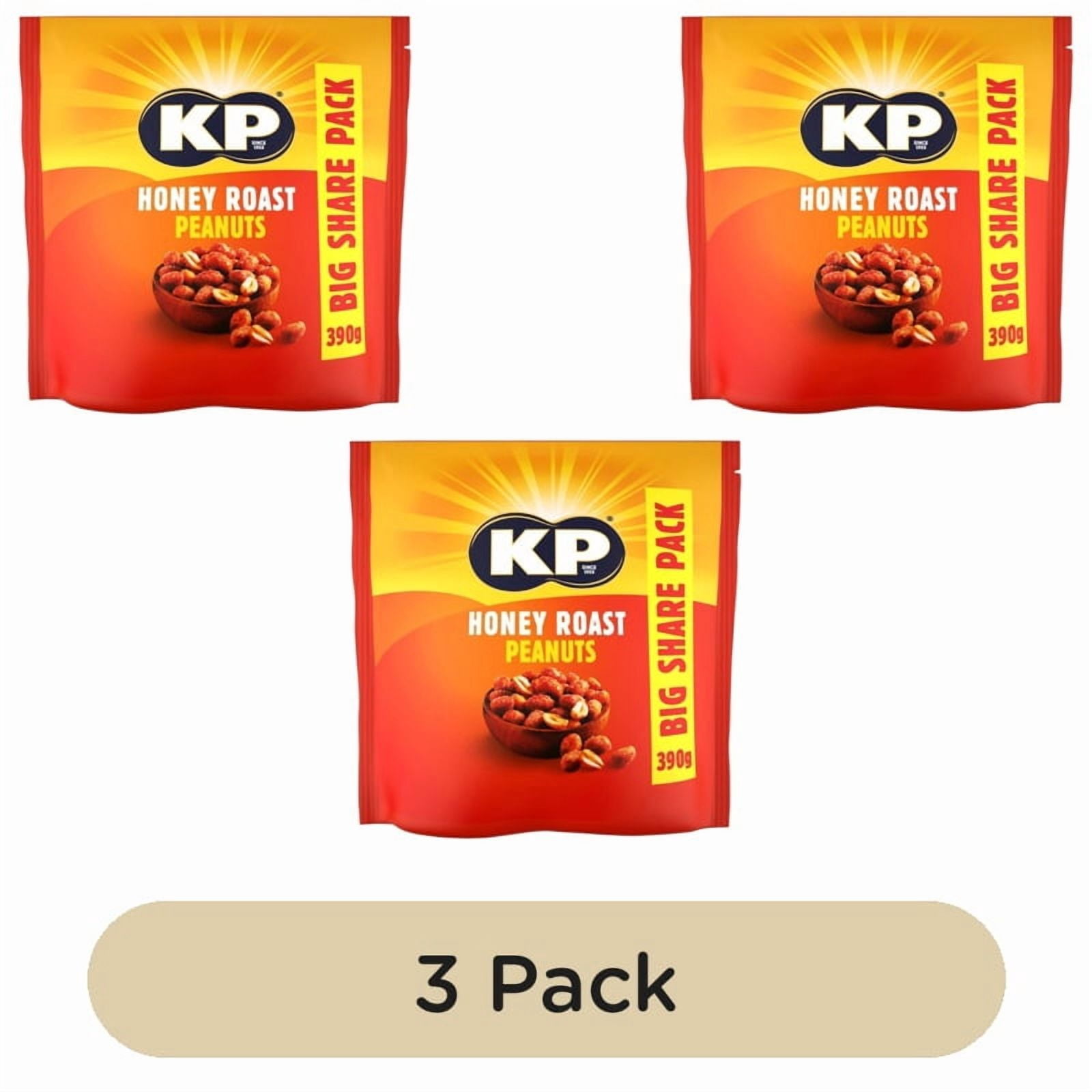 KP Nuts Honey Roast Peanuts 390g, British Import (Pack of 3)