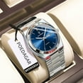 thumbnail image 1 of POEDAGAR Montre de Mode pour Homme en Quartz Bleu en Acier Inoxydable Analogique Étanche Lumineuse avec Date, 1 of 5