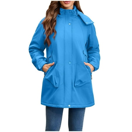UYISJ Womens Rain Jacket Lightweight Waterproof Raincoat Lined Outdoor Hooded Windbreaker Trench Coat Blue M UYISJ Womens Rain Jacket Lightweight Waterproof Raincoat Lined Outdoor Hooded Windbreaker Trench Coat Blue M