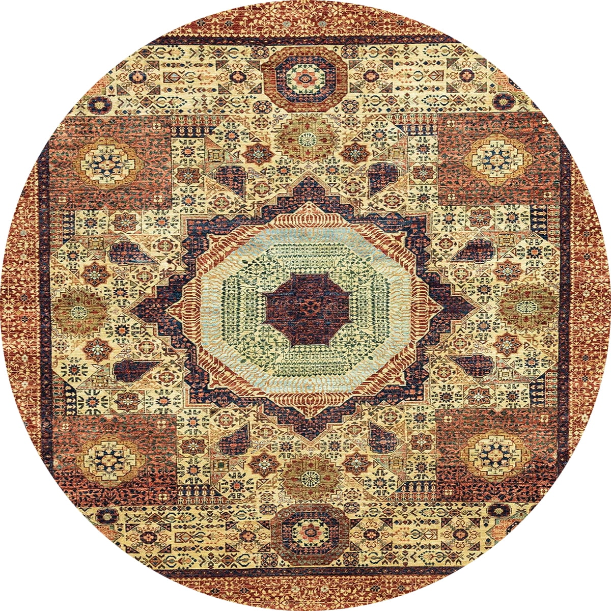 Ahgly Company Indoor Round Abstract Metallic Gold Abstract Area Rugs, 8 ...