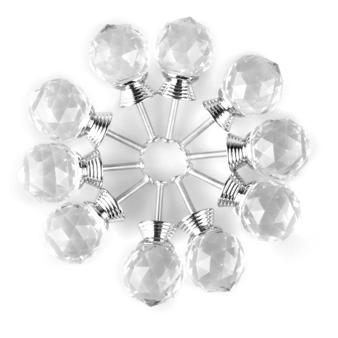 Uxcell 30mm Diamond Crystal Glass Drawer Knobs for Kitchen Cabinet Cupboard,1/6/8/10/20Pcs,High-gloss