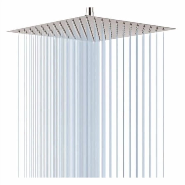 GGStudy Square16 Inch Square Stainless Steel Shower Head Rainfall Large Shower Head Brushed Nickel High Pressure