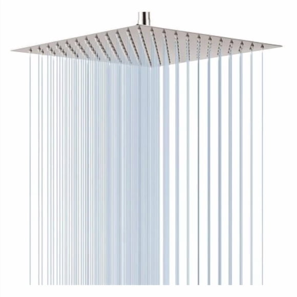 GGStudy Square16 Inch Square Stainless Steel Shower Head Rainfall Large Shower Head Brushed Nickel High Pressure