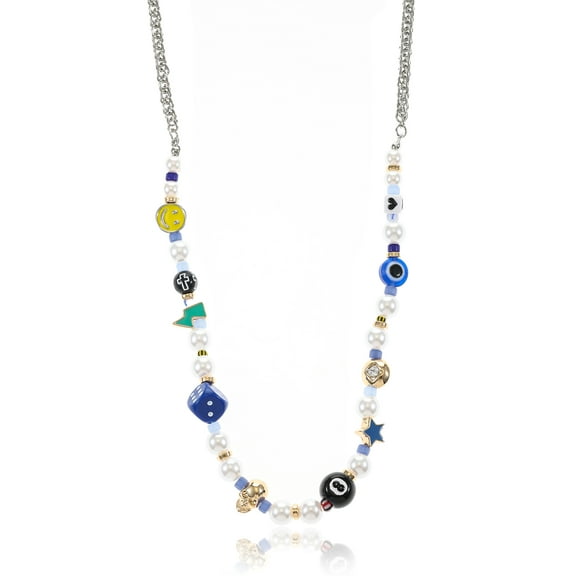 No Boundaries Men's Beaded Chain Necklace, Multicolor, 1 Pack