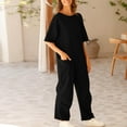 thumbnail image 2 of YI YI Rompers For Women,2024 Srping Summer Casual Wide Leg Jumpsuit Short Sleeve Crew Neck Oversized Baggy Overall XL Black, 2 of 9