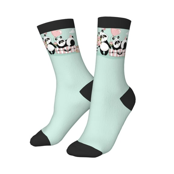 Kids Girls Boys Socks - Happy Valentine's Day，Cute Panda Comfort Breathable Crew Socks for Boys Girls Kids, Soft Athletic Running Socks for Boys Socks 6-10 Years Old
