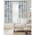 thumbnail image 2 of Aqua Teal Coastal Blackout Curtains, Light Blocking Print Window Curtains, Summer Beach Starfish Coral Nautical Thermal Insulated Window Drapes for Living Room Kitchen Cafe 2 Panels, 104"W x 63"L, 2 of 9