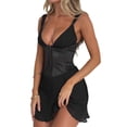 thumbnail image 3 of Gupgi Robe Courte Plissée pour Femme Sans Manches Moulante Décolleté Plongeant Froncée Robes Courtes, 3 of 7