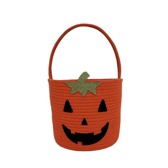 Halloween Candy Bag with Handle, 1 Pc Woven Storage Bucket Snack Basket for Home Organizer, Decorative Container for Daily Use and Gift Giving, Fall Decor for Home