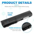 thumbnail image 4 of For HP EliteBook 2560P 2570P SX06 SX03 BATTERY 632421-001 632419-001 HSTNN-DB2K, 4 of 6