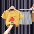 thumbnail image 4 of Amidoa Girls Summer Outfit Sets 2 Piece Graphic T-Shirt Short Sleeve and Casual Pants Set Kids Clothing Sets Yellow Size 5T, 4 of 5