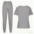 thumbnail image 4 of Womens Scrub Sets,Scrubs for Women Set, Stretchy V-Neck Top & Jogger Pants with Multi-Pocket Yoga Waistband - Gray - XXL, 4 of 4
