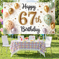 thumbnail image 4 of Glittery Design Happy 67th Birthday Banner Gold Number 67th Birthday Display Colorful Balloons Polka Dot Pattern Birthday Backdrop for 67th Birthday Party Indoor Decoration Photo Shoot, 4 of 8