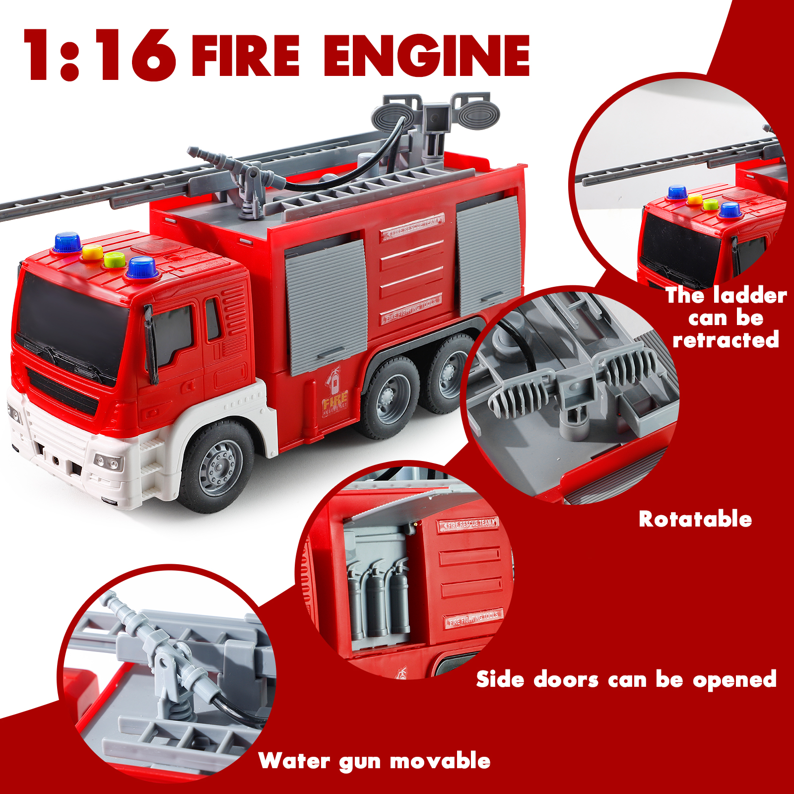NETNEW Toddler Play Fire Truck Toy for Kids 3-6 Years, Friction
