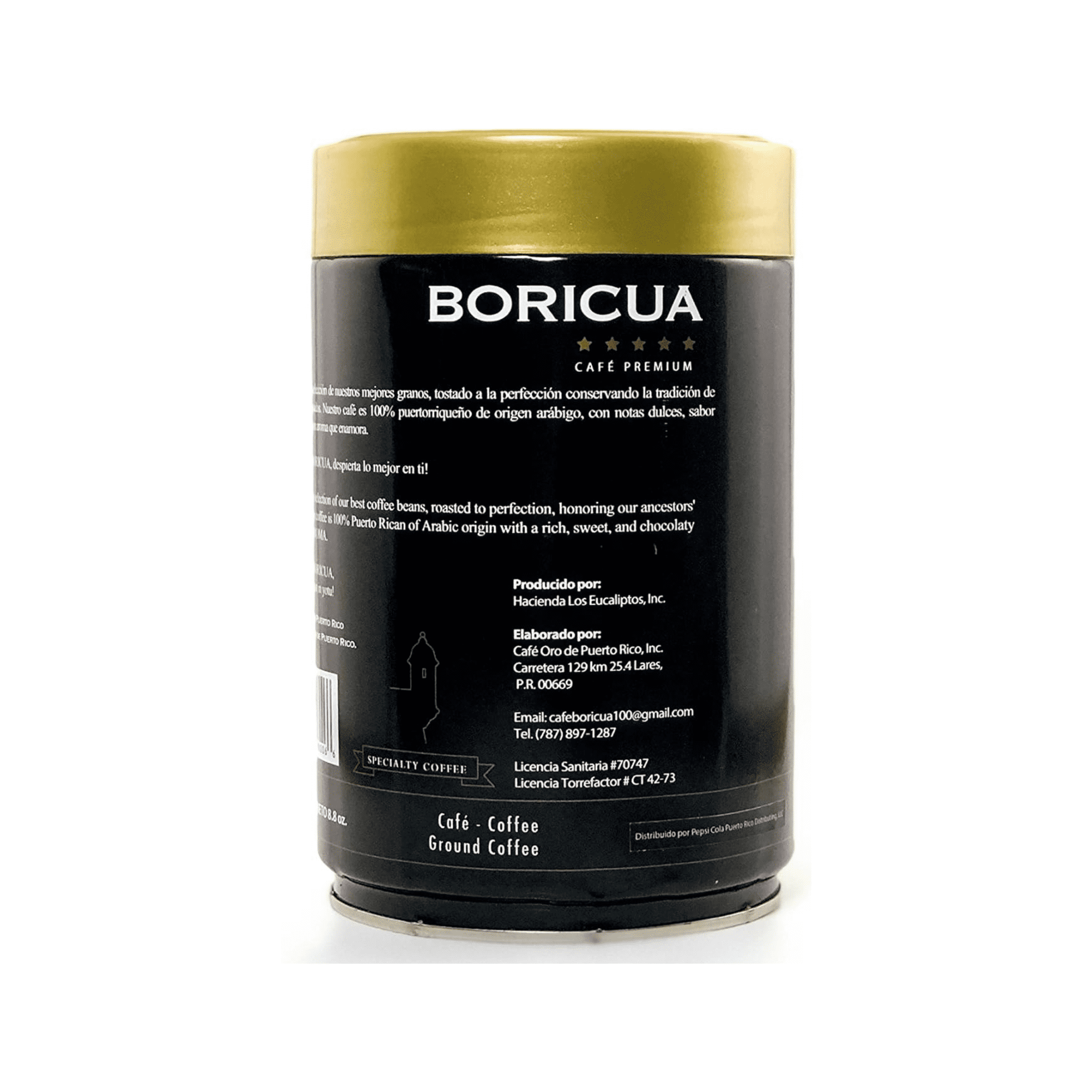 Boricua Ground Coffee Premium, 8.8 oz, from Puerto Rico, Shelf Stable, Medium Dark Roast Type