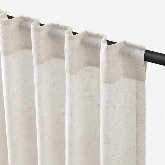 Natural Linen Curtains 90 Inch Long 2 Panels for Living Room
