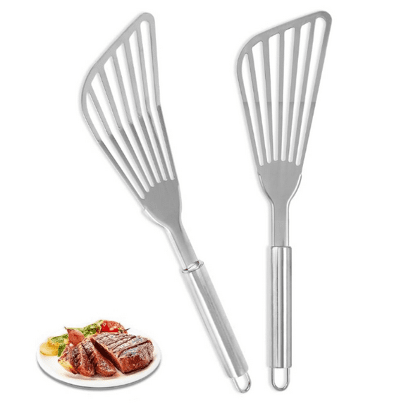 2Pack  Stainless Steel,Premium Fish Turner Spatula,Flexible Barbecue Turner,Metal Slotted Spatula For Flipping Fish Egg Patties Fries Pancake Steak by EGYPAMID