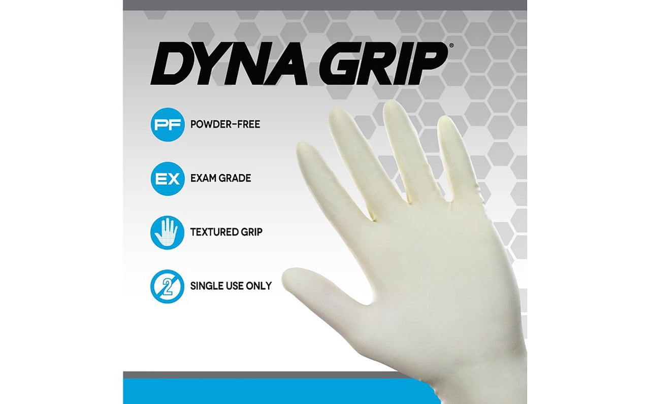 Dyna Grip 650-1003 Powder-Free Exam Grade Latex Disposable Gloves - 7 Mil, Size L, 100/Box, 10 Boxes/Case