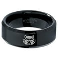 thumbnail image 2 of Tungsten North American Racoon Coon Band Ring 8mm Men Women Comfort Fit Black Beveled Edge Polished, 2 of 4
