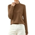thumbnail image 4 of Womens Mock Neck Tops Soft Cotton Pullover Sweater Solid Color Casual Fall Winter Base Layer Blouses (L, Coffee), 4 of 4