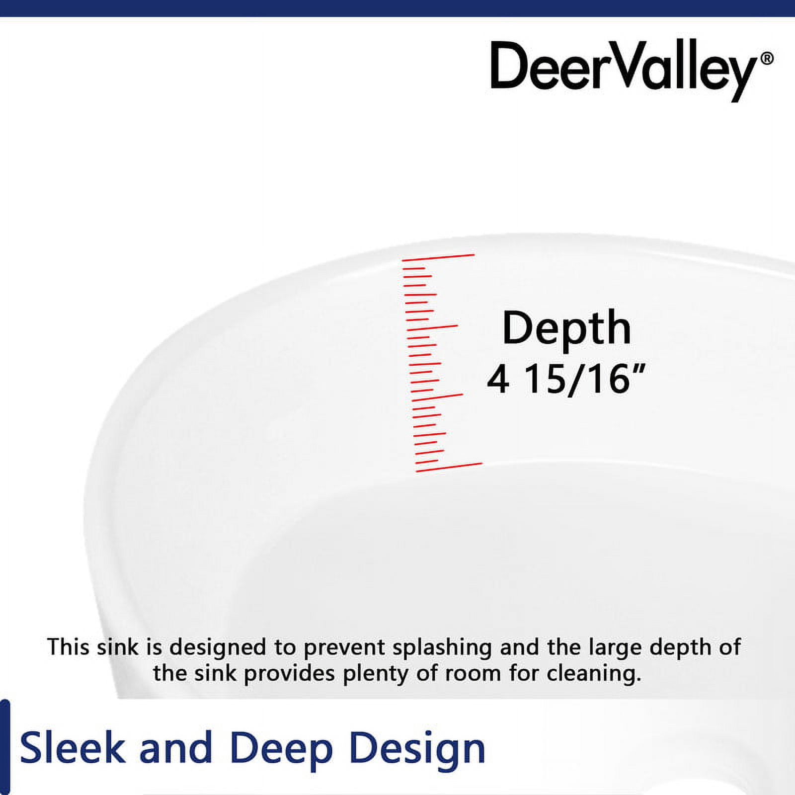 DeerValley 14" White Ceramic Oval Vessel Sink for Bathroom,Kitchen,DV-1V0049