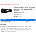 thumbnail image 2 of Front Engine Shock Mount - Compatible with 2004 - 2009 Toyota Prius 1.5L 4-Cylinder 2005 2006 2007 2008, 2 of 2