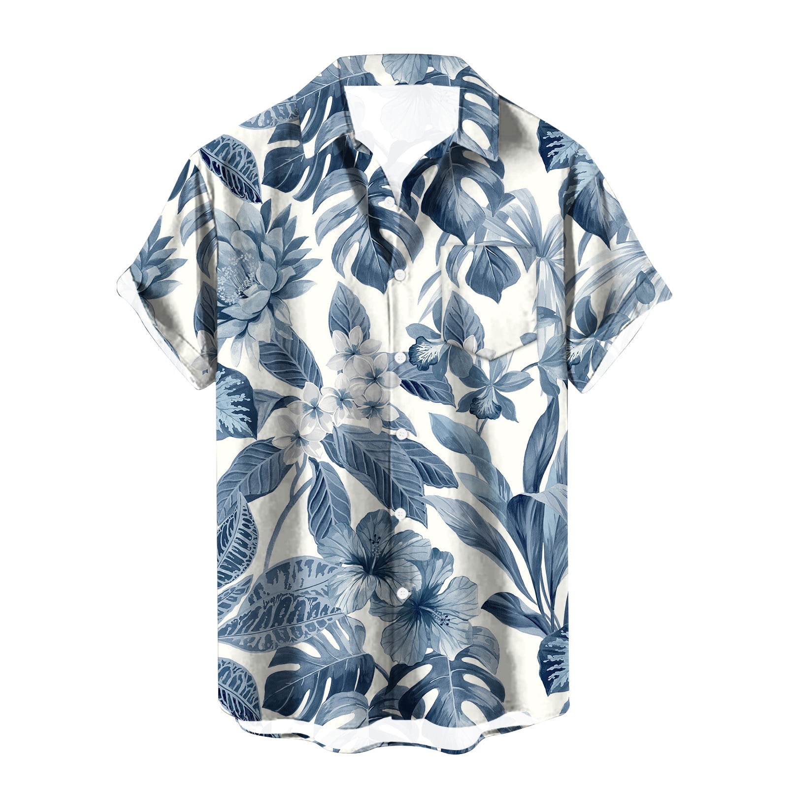 JNGSA Mens Hawaiian Shirts Short Sleeve Button-Down Summer Shirt Beach  Casual Collared Shirts with Pockets Vintage Tops Blue - Walmart.com