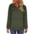 thumbnail image 2 of SDNall Hoodies for Women Solid Color Hoodie Zipper Long Sleeve Sweatshirts Long Coat Tops with Pockets Zip Up Hoodie Women (Army Green, Sizes S-XXXXL), 2 of 9